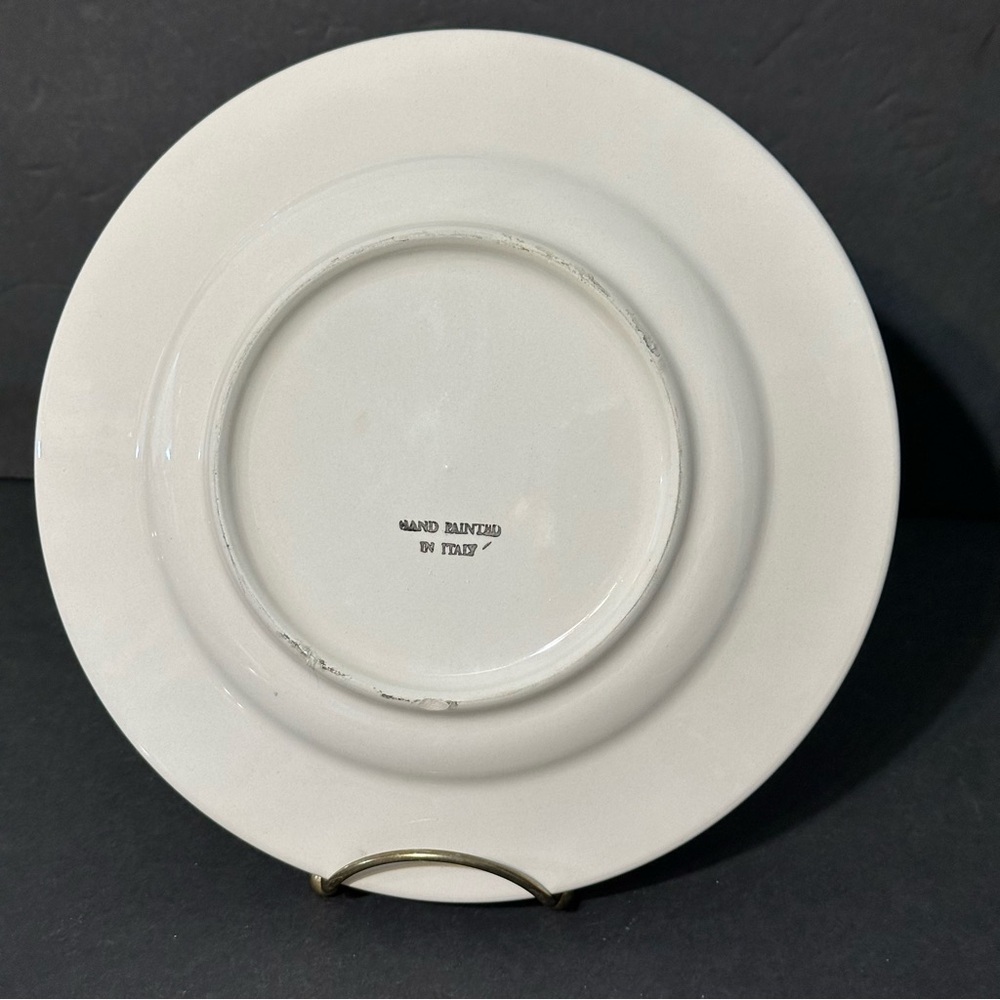 Set of 2 Blue & White Snowflakes Design Hand Painted In Italy 8.75" Salad Plates - Picture 12 of 14